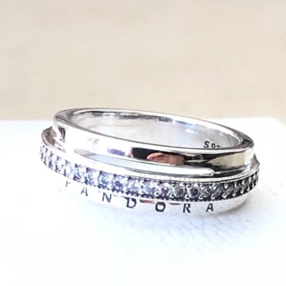 New Pandora Triple Band Pave Ring size 7